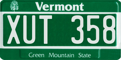 VT license plate XUT358