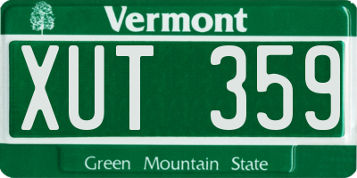 VT license plate XUT359