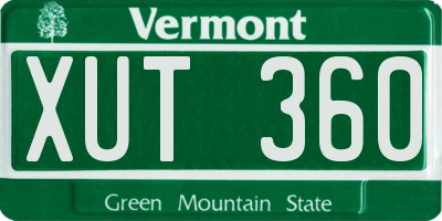 VT license plate XUT360