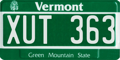 VT license plate XUT363