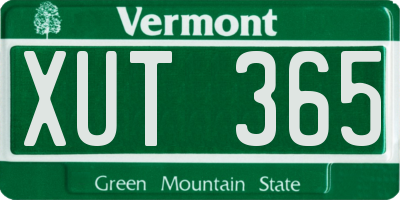VT license plate XUT365
