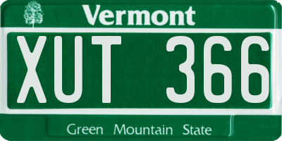 VT license plate XUT366