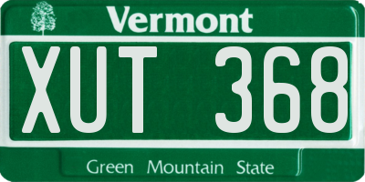 VT license plate XUT368