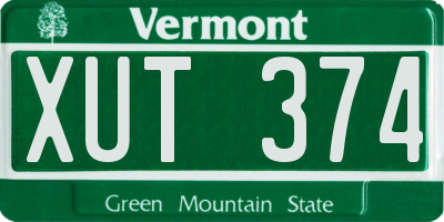 VT license plate XUT374