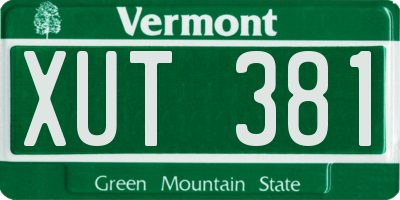 VT license plate XUT381