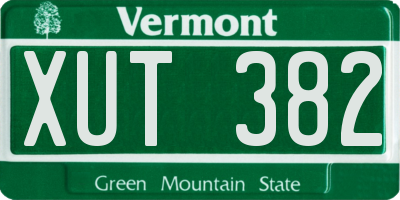 VT license plate XUT382