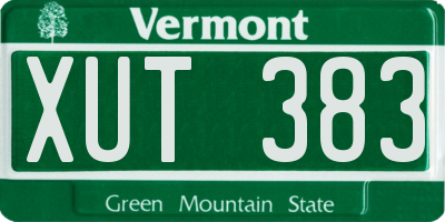 VT license plate XUT383