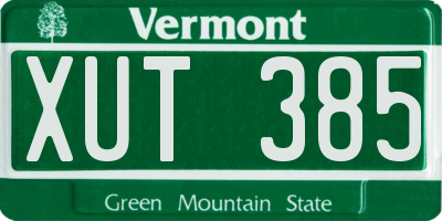 VT license plate XUT385
