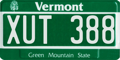 VT license plate XUT388