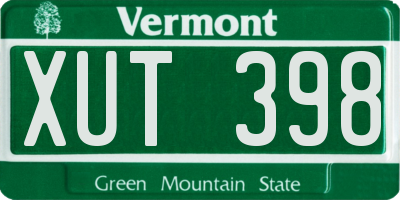 VT license plate XUT398