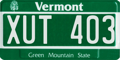 VT license plate XUT403