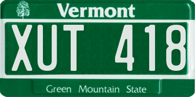 VT license plate XUT418