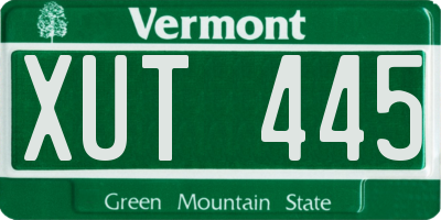 VT license plate XUT445