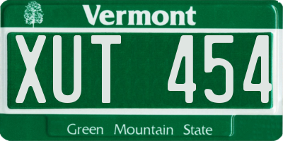VT license plate XUT454