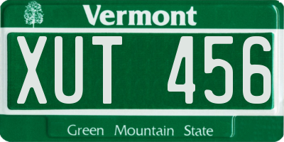 VT license plate XUT456