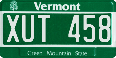 VT license plate XUT458