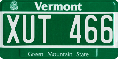 VT license plate XUT466