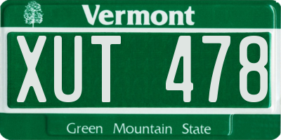 VT license plate XUT478