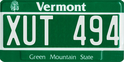 VT license plate XUT494