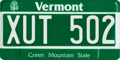 VT license plate XUT502