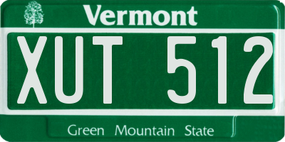 VT license plate XUT512