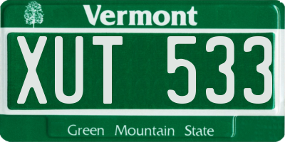 VT license plate XUT533