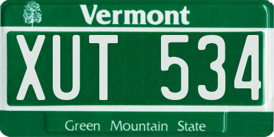 VT license plate XUT534