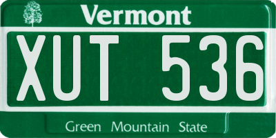 VT license plate XUT536