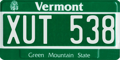 VT license plate XUT538