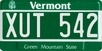 VT license plate XUT542