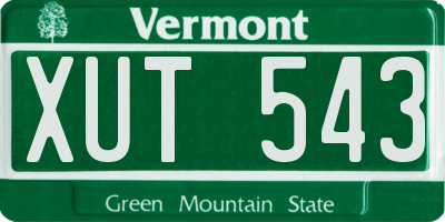 VT license plate XUT543