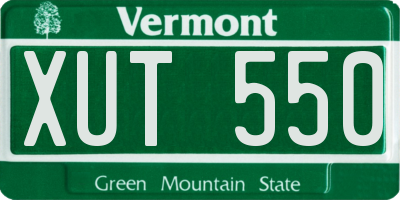 VT license plate XUT550