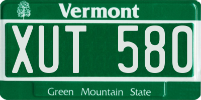 VT license plate XUT580