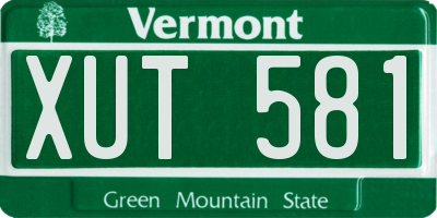 VT license plate XUT581