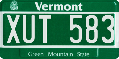 VT license plate XUT583
