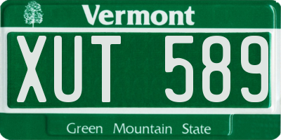 VT license plate XUT589