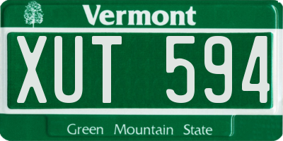 VT license plate XUT594