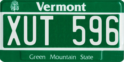 VT license plate XUT596