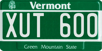 VT license plate XUT600
