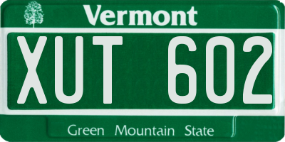 VT license plate XUT602