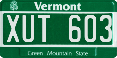 VT license plate XUT603