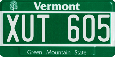 VT license plate XUT605
