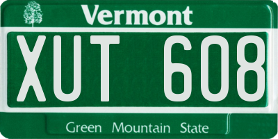 VT license plate XUT608