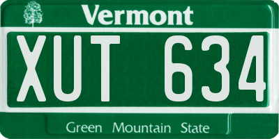 VT license plate XUT634