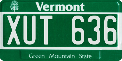 VT license plate XUT636
