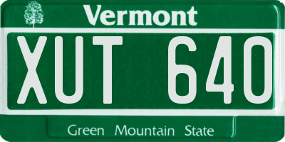 VT license plate XUT640