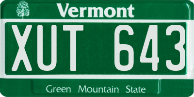 VT license plate XUT643