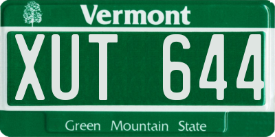 VT license plate XUT644