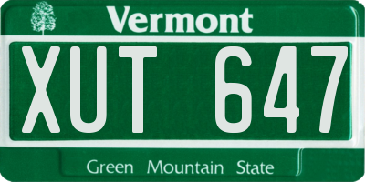VT license plate XUT647