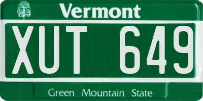 VT license plate XUT649